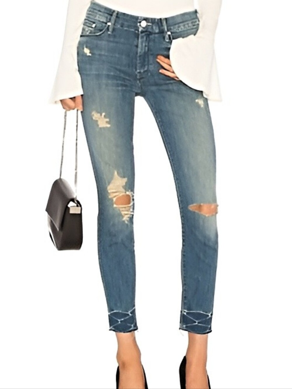 Mint Condition!! MOTHER The Looker Ankle Fray Jeans in Naughty Intentions SZ 28